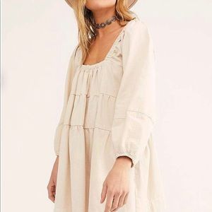 Free People Lou Jean Babydoll Dress in Ecru XS